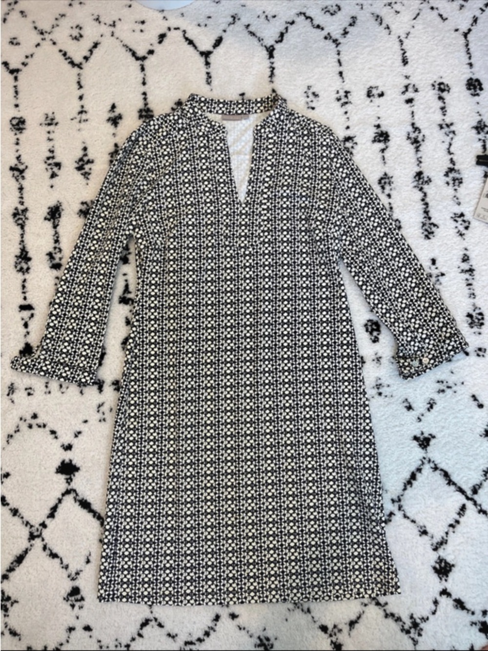 Black and White Geometric Shirt Dress
